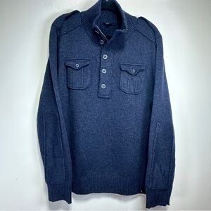 Unlisted by Kenneth Cole | Navy Wool Blend Utility Sweater | Mock Neck Size XL